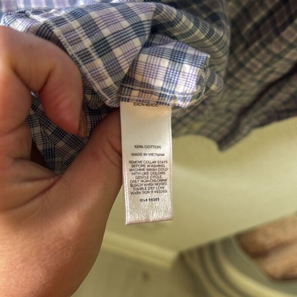 Express- means long sleeve purple and blue plaid button-up Modern fit- Size XXL - Picture 5 of 7